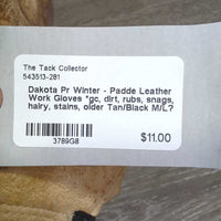 Pr Winter - Padde Leather Work Gloves *gc, dirt, rubs, snags, hairy, stains, older
