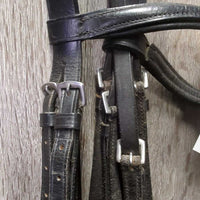 Rsd Dressage Double Bridle, Crank, Plain & Reins *gc, clean, rubs, stiff, scraped edges, dry
