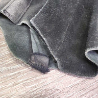Hvy Suede Half Chaps, velcro, buckle top *gc, rubs, older, hairy velcro, faded, stitching rubs, discolored, cut elastics

