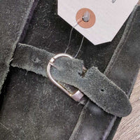 Hvy Suede Half Chaps, velcro, buckle top *gc, rubs, older, hairy velcro, faded, stitching rubs, discolored, cut elastics
