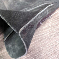 Hvy Suede Half Chaps, velcro, buckle top *gc, rubs, older, hairy velcro, faded, stitching rubs, discolored, cut elastics
