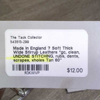 Soft Thick Wide Stirrup Leathers *gc, clean, UNDONE STITCHING, rubs, dents, scrapes, xholes
