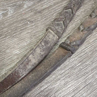 v.thick Braided Reins *gc/fair, dirty, scrapes, v.dry. stiff.
