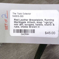 Rsd Leather Breastplate, Running Martingale Attach, snap *vgc/gc, mnr dirt, scrapes, twists, stains & rubs, xholes

