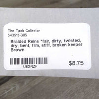 Braided Reins *fair, dirty, twisted, dry, bent, film, stiff, broken keeper, cracks
