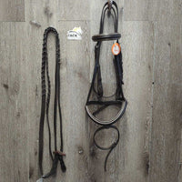 Rsd Padded Bridle, Buckles, Flash, Braided Reins *gc/vgc, clean, v.oily, trimmed flash, missing 2 keepers, loose lace
