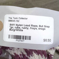 Stiff Nylon Lead Rope, Bull Snap *gc, rubs, rusty, frays, snags
