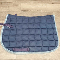 Quilt Jumper Pad, 2x piping *gc, clean, older, pills, stains, mnr hair, faded, rubs, snags, dingy binding

