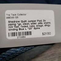 Quilt Jumper Pad, 2x piping *gc, clean, older, pills, stains, mnr hair, faded, rubs, snags, dingy binding
