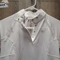 JUNIORS LS Sun Show Shirt, 1/4 Snap Up, snap collar, mesh sleeves *vgc/xc, mnr seam puckers
