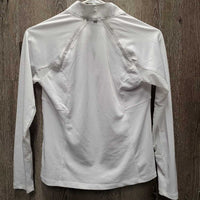 JUNIORS LS Sun Show Shirt, 1/4 Snap Up, snap collar, mesh sleeves *vgc/xc, mnr seam puckers
