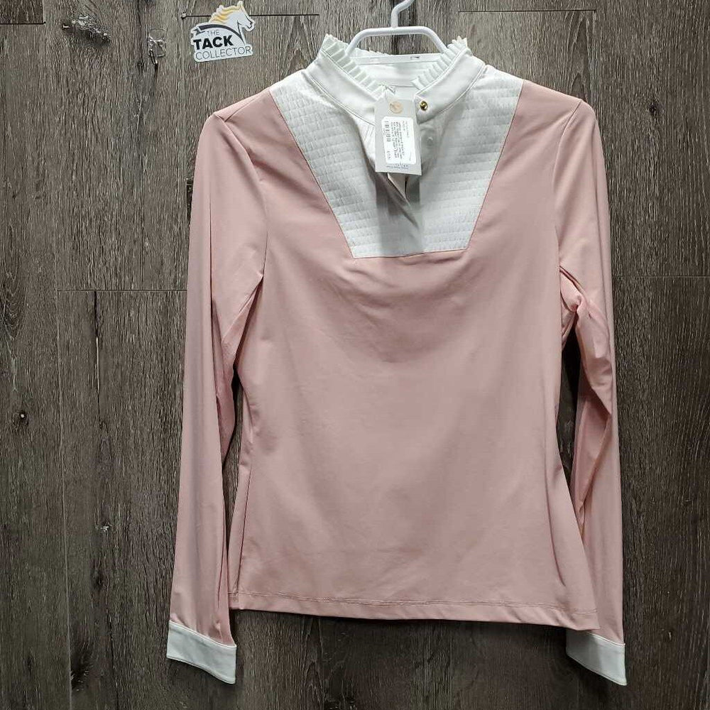 LS Show Sun Shirt, Magnet Closure, snap collar, Ruffles, Mesh Sleeves, tag *new