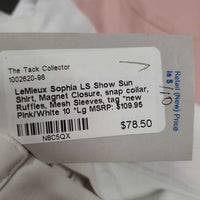 LS Show Sun Shirt, Magnet Closure, snap collar, Ruffles, Mesh Sleeves, tag *new
