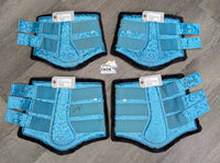 Front & Hind Closed Boots, velcro *vgc, mnr dirt, stains, hair, stretched elastic & rubs
