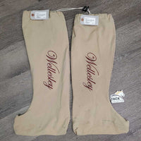 Cotton Tall Boot Bags, drawstring tops *vgc, mnr stains, undone seam stitching/hole