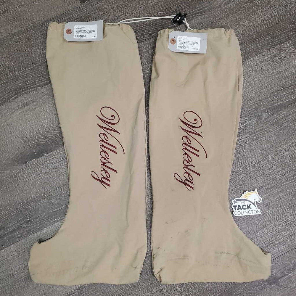 Cotton Tall Boot Bags, drawstring tops *vgc, mnr stains, undone seam stitching/hole