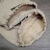 Cotton Tall Boot Bags, drawstring tops *vgc, mnr stains, undone seam stitching/hole