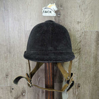 VINTAGE Velvet Riding Helmet NOT FOR RIDING, leather bag *like new
