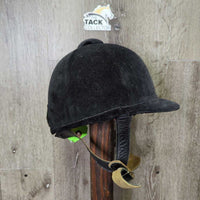 VINTAGE Velvet Riding Helmet NOT FOR RIDING, leather bag *like new
