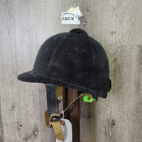 VINTAGE Velvet Riding Helmet NOT FOR RIDING, leather bag *like new
