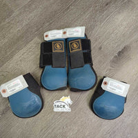 Open Front & Hind Boots, velcro *gc, scrapes, rubs, stains, mnr hair, dirty lining
