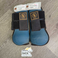Open Front & Hind Boots, velcro *gc, scrapes, rubs, stains, mnr hair, dirty lining
