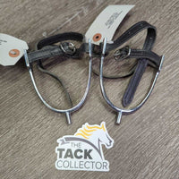 Fine Light POW Spurs, Thick Leather Spur Straps *vgc, clean, rubs, stiff, film, pitted?
