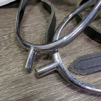 Fine Light POW Spurs, Thick Leather Spur Straps *vgc, clean, rubs, stiff, film, pitted?

