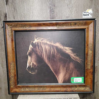 Palomino Horse Photo - Print, Wood Frame *vgc, chipped corner, scratches