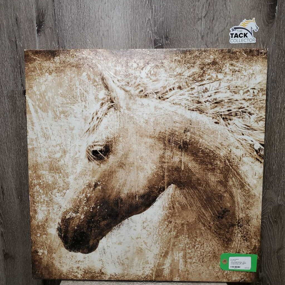 Grey Horse Painting - Print, Canvas Mount *vgc, chipped corners