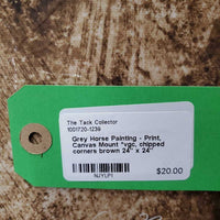 Grey Horse Painting - Print, Canvas Mount *vgc, chipped corners