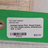 Ancient Horse Print, Wood Frame *xc, mnr stains