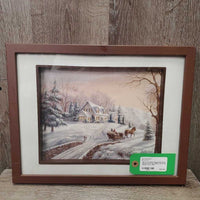 Set of 2: Winter Sleigh Ride Prints, Wood Frame *gc, dusty, scratches
