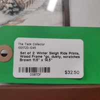 Set of 2: Winter Sleigh Ride Prints, Wood Frame *gc, dusty, scratches