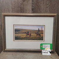 "Break of Dawn" Horses & Cowboys Painting - Print by John Ralph Schnurrenberger *vgc, dirt/film