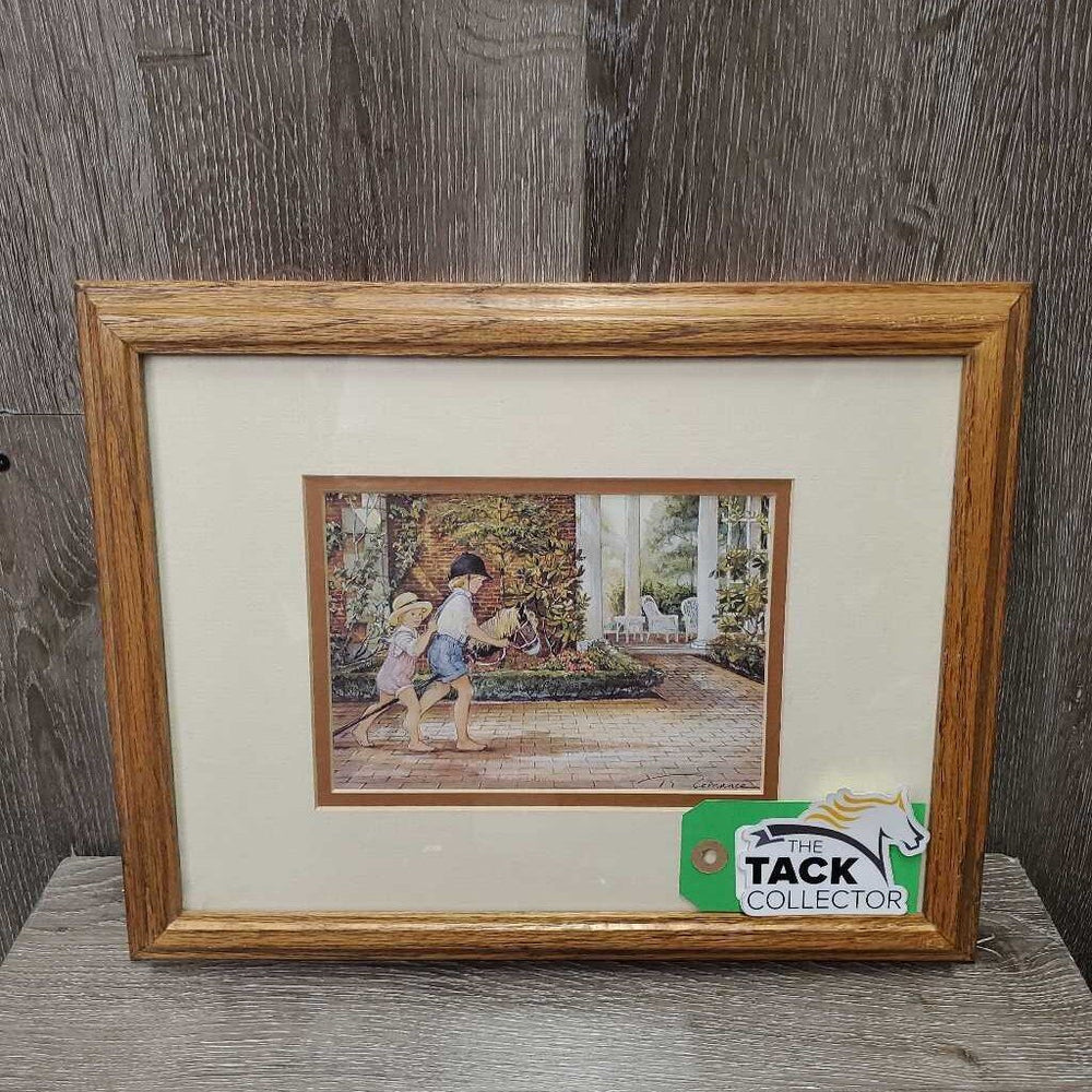 Kids & Hobby Horse Print, Wood Frame *xc
