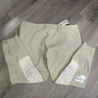 Side Zip Breeches *gc/fair, older, stains, knees: v.stretched? & stuck hay
