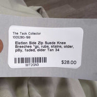Side Zip Suede Knee Breeches *gc, rubs, stains, older, pilly, faded, older
