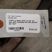 Lg Belly Girth, 2x els, Caribiner *xc, clean, sharp nameplate screws, elastic: mnr stains & stretched
