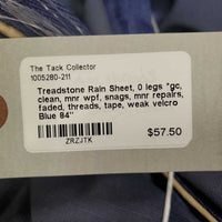 Rain Sheet, 0 legs *gc, clean, mnr wpf, snags, mnr repairs, faded, threads, tape, weak velcro