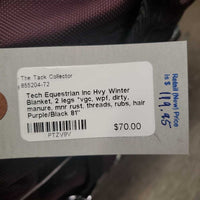 Hvy Winter Blanket, 2 legs *vgc, wpf, dirty, manure, mnr rust, threads, rubs, hair
