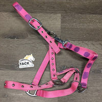 Nylon Breakaway Halter, studs, adj, snap *gc, clean, stains, marker, faded?
