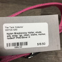 Nylon Breakaway Halter, studs, adj, snap *gc, clean, stains, marker, faded?
