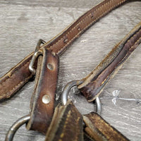Slip Nose Leather Halter* gc/fair, older, clean, stains, scraped, cuts, dents, rubbed, rust
