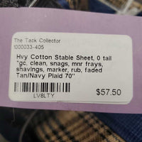 Hvy Cotton Stable Sheet, 0 tail *gc, clean, snags, mnr frays, shavings, marker, rub, faded
