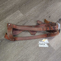 Leather Cribbing Collar, box, info sheet, 3 fleeces *gc, cuts, scuffs, dry, older, like new fleecies
