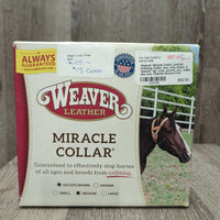 Leather Cribbing Collar, box, info sheet, 3 fleeces *gc, cuts, scuffs, dry, older, like new fleecies
