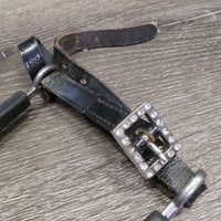 Pr POW Spurs, rubber covers, Leather Spur Straps, Bling *vgc, mnr missing bling, dirt, rubs & creases
