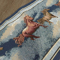 Tapestry Table Runner, tassels *vgc, mnr hair, stains & puckers?shrunk
