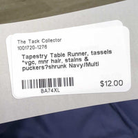 Tapestry Table Runner, tassels *vgc, mnr hair, stains & puckers?shrunk
